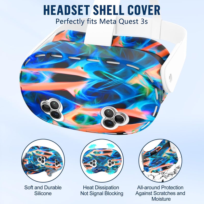 ms cleo Silicone Cover Set Compatible with Meta/Oculus Quest 3s Accessories, Silicone Face Cover, Controller Grip Cover, Camera Lens Protector, VR Shell Cover, Protective Lens Cover, Not Fit Quest 3 - Image 2